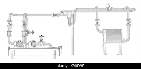 L'équipement industriel en fil de fer de la pompe à huile Illustration de Vecteur