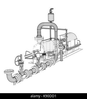 Pompe industrielle en fil de fer Illustration de Vecteur