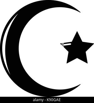 Symbole de l'islam crescent star icône , le style simple Illustration de Vecteur