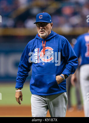 Tropicana Field. 20 Sep, 2017. Floride, USA - Chicago Cubs manager Joe Maddon (70) dans le match entre les Chicago Cubs et les Rays de Tampa Bay au Tropicana Field. Del Mecum/CSM/Alamy Live News Banque D'Images