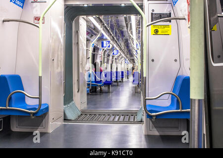 Sao Paulo, SP, Brésil, le 21 septembre 2017. intérieur de la ligne 5-Lilas train qui est encore en cours de test, dans la zone sud de sao paulo, sp. Banque D'Images