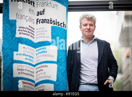 Frankfurt am Main, Allemagne. 13 sep, 2017. paul de sinety, le président de la "frankfurt en français d'initiative citoyenne, dans la région de Frankfurt am Main, Allemagne, 13 septembre 2017. La France est l'invité cette année au salon du livre de Francfort (11 au 15 octobre 2017). crédit : Frank rumpenhorst/dpa/Alamy live news Banque D'Images