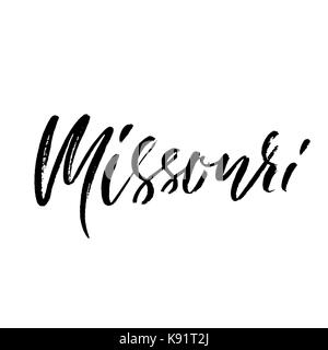 Missouri. brosse sèche moderne. lettrage retro typographie imprimer. vecteur inscription manuscrite. usa état. Illustration de Vecteur