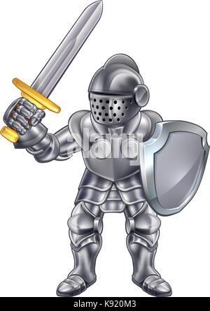 Knight cartoon mascot character Illustration de Vecteur