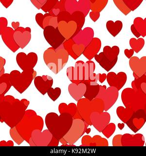 Motif de fond transparent Valentines Day - vector graphic design de coeurs rouges avec effet d'ombre Illustration de Vecteur