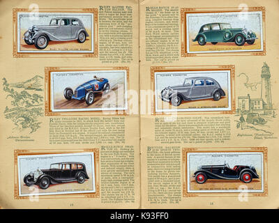 Cartes de cigarette, john player, voitures anciennes, voitures, automobiles, voitures anciennes, voitures classiques, voitures, britannique Banque D'Images