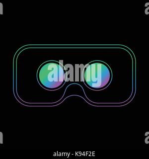 Casque de réalité virtuelle la réalité virtuelle d'affichage stéréoscopique. vector illustration. ligne et style de dégradé. Illustration de Vecteur