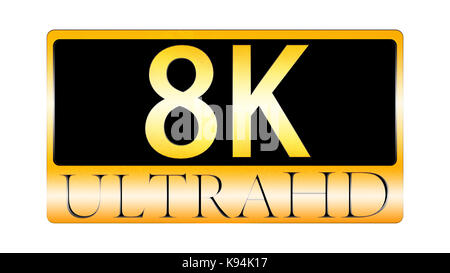 Le rendu 3D de belle vue de l'icône 8K Ultra HD Banque D'Images