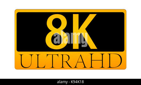 Le rendu 3D de belle vue de l'icône 8K Ultra HD Banque D'Images