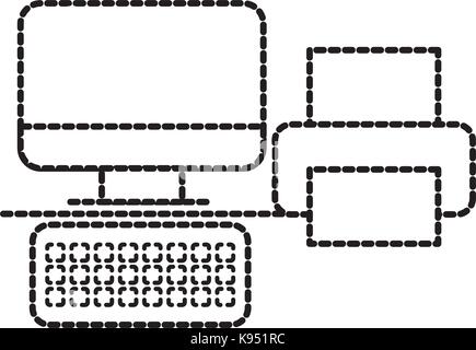 Ordinateur et imprimante périphérique office business technology Illustration de Vecteur