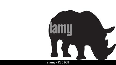 Silhouette vecteur noir et blanc d'un rhino Illustration de Vecteur