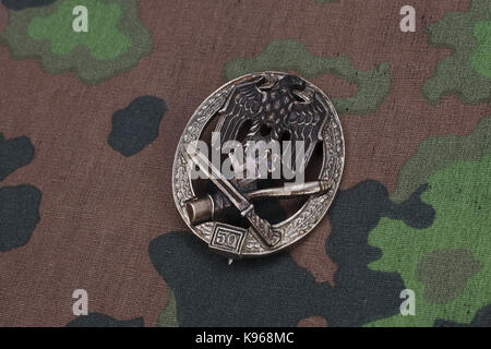 Voies de fait d'un insigne nazi allemand - prix au SS camouflage Banque D'Images