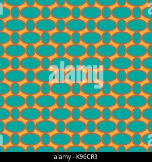 Seamless pattern géométrique abstraite vecteur simple avec éléments ovales turquoise et orange en Illustration de Vecteur