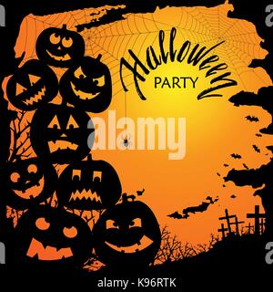 Halloween party invitation avec Citrouilles effrayantes. C'est drôle et le mal des citrouilles pour l'halloween design Illustration de Vecteur