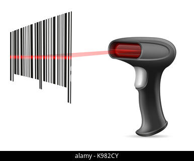 Lecteur de codes à barres stock vector illustration isolé sur fond blanc Banque D'Images
