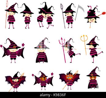 Les enfants en costumes de halloween Illustration de Vecteur