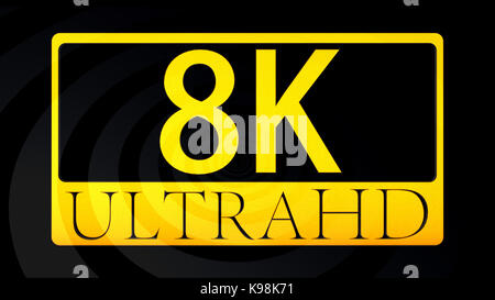 Le rendu 3D de belle vue de l'icône 8K Ultra HD Banque D'Images