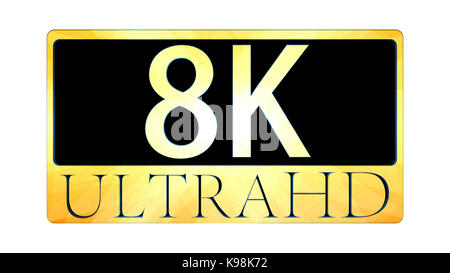 Le rendu 3D de belle vue de l'icône 8K Ultra HD Banque D'Images