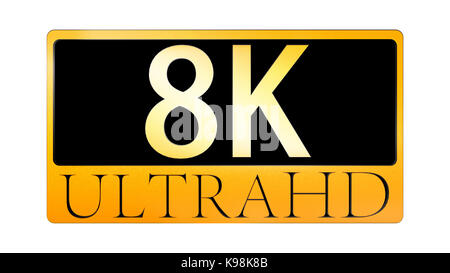 Le rendu 3D de belle vue de l'icône 8K Ultra HD Banque D'Images