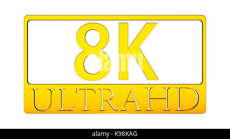 Le rendu 3D de belle vue de l'icône 8K Ultra HD Banque D'Images