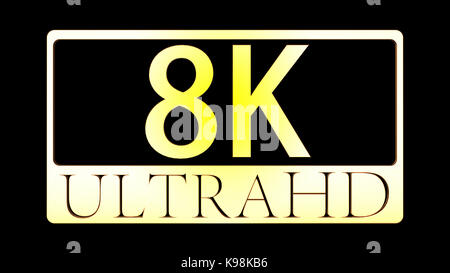 Le rendu 3D de belle vue de l'icône 8K Ultra HD Banque D'Images