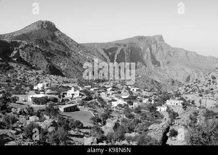 Vieux village dans les montagnes d'Oman Banque D'Images