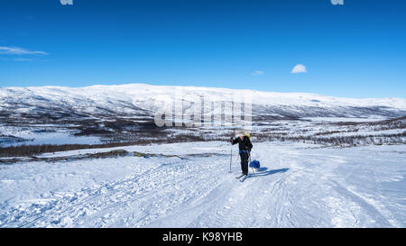 Ski de randonnée dans l'Abisko National Park, la Suède, l'Europe, l'Union européenne Banque D'Images