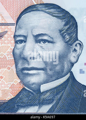 Portrait de Benito Juarez de l'argent mexicain Banque D'Images