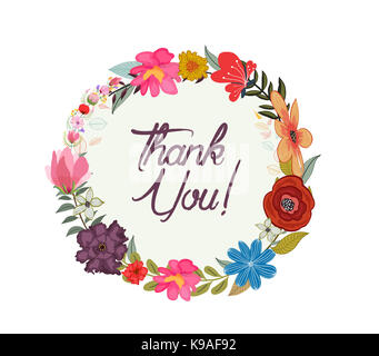 Carte de vœux aquarelle vintage avec fleurs Banque D'Images