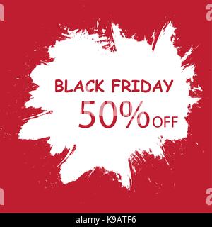 Vendredi noir à la main, vente lettrage calligraphie avec du grain de film, bruit, dotwork, grunge texture et fond sombre pour logo, bannières, étiquettes, badge Illustration de Vecteur