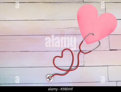 Digital composite de coeur with stethoscope Banque D'Images