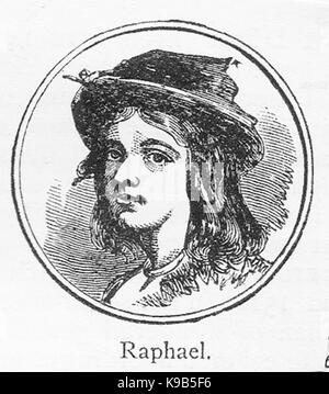 Un croquis 1910 portrait de Raphaël (Raffaello Sanzio da Urbino) peintre et architecte italien comme un garçon Banque D'Images