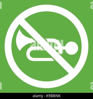 Aucun signe de la circulation de l'avertisseur sonore vert icône Illustration de Vecteur