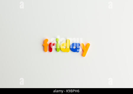 Mot vendredi dans des lettres d'enfants Banque D'Images