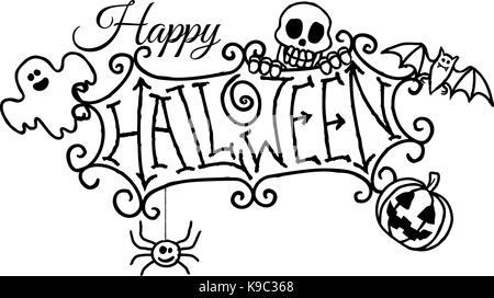 Happy Halloween cartoon sign Illustration de Vecteur