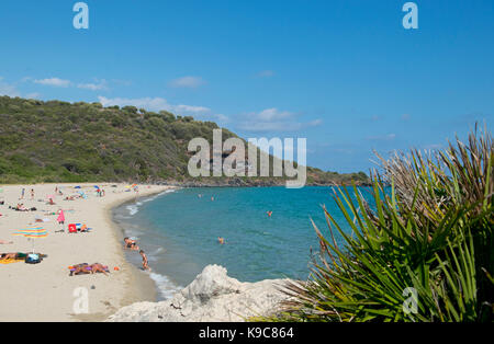 Vue sur Cala Cartoe, Golfe de Orosei, Sardaigne, Italie Banque D'Images