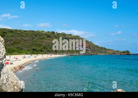 Vue sur Cala Cartoe, Golfe de Orosei, Sardaigne, Italie Banque D'Images