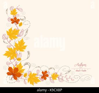 La frontière des feuilles d'automne Illustration de Vecteur