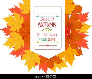 Bannière de vente avec les feuilles d'automne Illustration de Vecteur