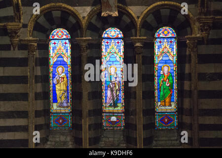 L'Italie, siena - 26 décembre 2016 : le point de vue du vitrail de la cathédrale de Sienne. vue de l'intérieur de la cathédrale sous le passage Banque D'Images