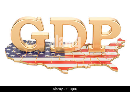 Produit intérieur brut PIB des USA concept, rendu 3D isolé sur fond blanc Banque D'Images