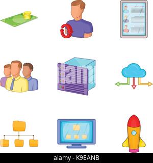 Stockage de fichiers personnels icons set, cartoon style Illustration de Vecteur
