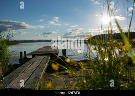 Soirée calme au lac Päijänne en Finlande. Banque D'Images