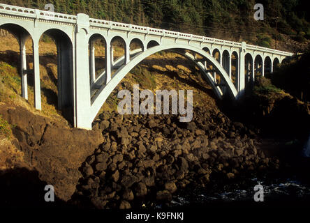 Rocky Creek Bridge, Lincoln County, Oregon Banque D'Images