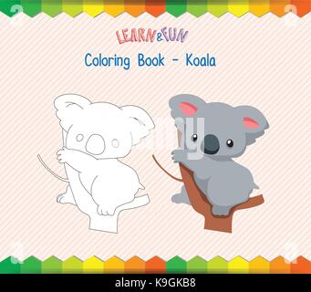 Livre de coloriage koala jeu éducatif Illustration de Vecteur