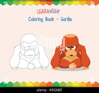 Gorilla jeu éducatif livre à colorier Illustration de Vecteur