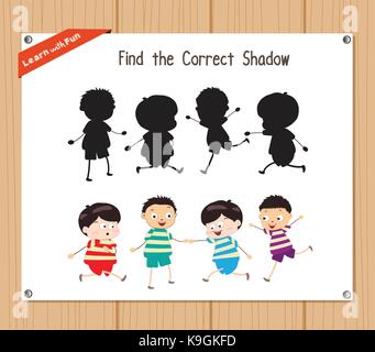 Trouver la bonne ombre, l'éducation jeu pour les enfants - enfants funny Illustration de Vecteur