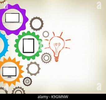 Modèle de conception infographique avec arrière-plan de la chaîne d'engrenage Illustration de Vecteur