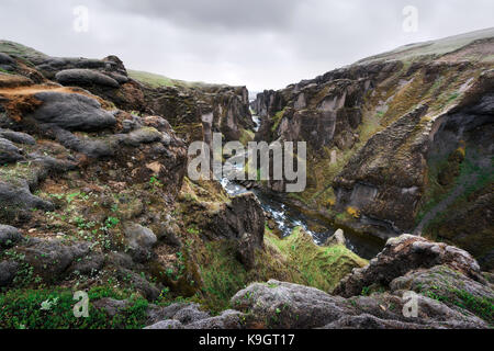 Fjadrargljufur canyon dans le sud-est de l'islande Banque D'Images