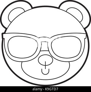 Cute Bear with sunglasses teddy cadeau Jouet face Illustration de Vecteur